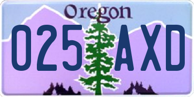 OR license plate 025AXD