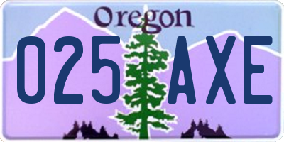 OR license plate 025AXE