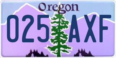 OR license plate 025AXF