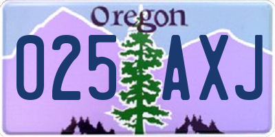 OR license plate 025AXJ