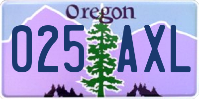 OR license plate 025AXL