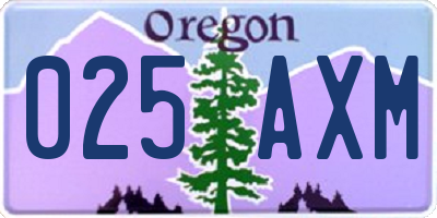 OR license plate 025AXM