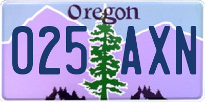 OR license plate 025AXN