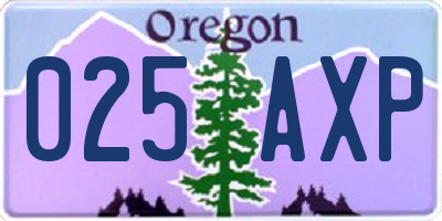 OR license plate 025AXP