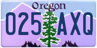 OR license plate 025AXQ