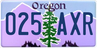 OR license plate 025AXR