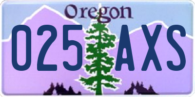 OR license plate 025AXS