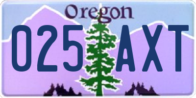 OR license plate 025AXT