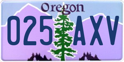 OR license plate 025AXV