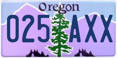 OR license plate 025AXX
