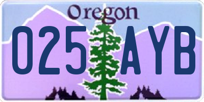 OR license plate 025AYB