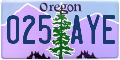 OR license plate 025AYE