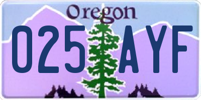 OR license plate 025AYF