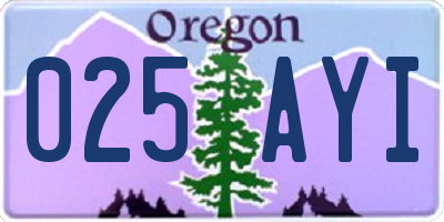 OR license plate 025AYI