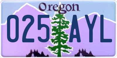OR license plate 025AYL