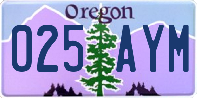 OR license plate 025AYM