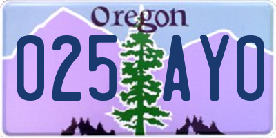 OR license plate 025AYO