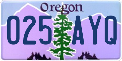 OR license plate 025AYQ