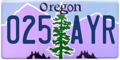 OR license plate 025AYR