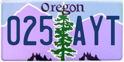 OR license plate 025AYT