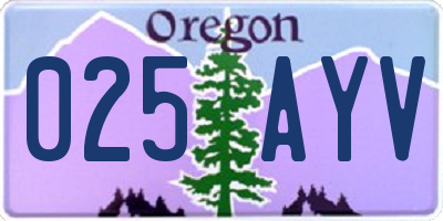 OR license plate 025AYV