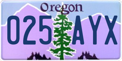 OR license plate 025AYX