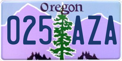 OR license plate 025AZA