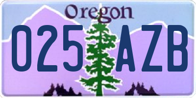 OR license plate 025AZB