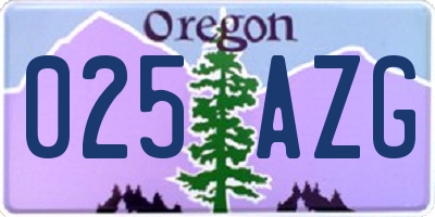 OR license plate 025AZG