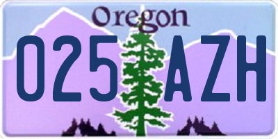 OR license plate 025AZH