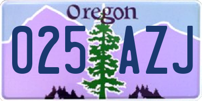 OR license plate 025AZJ