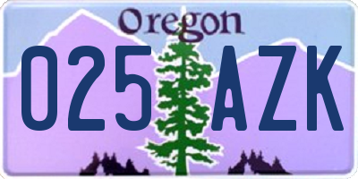 OR license plate 025AZK