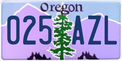 OR license plate 025AZL