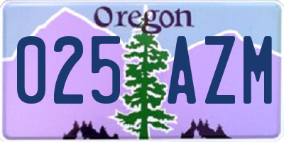 OR license plate 025AZM