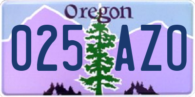 OR license plate 025AZO