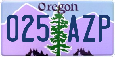 OR license plate 025AZP