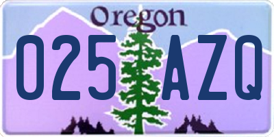 OR license plate 025AZQ