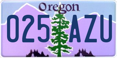 OR license plate 025AZU