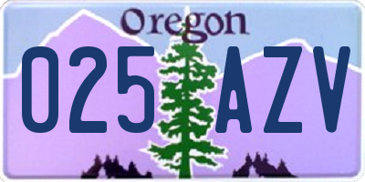 OR license plate 025AZV
