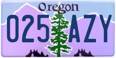 OR license plate 025AZY