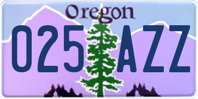 OR license plate 025AZZ