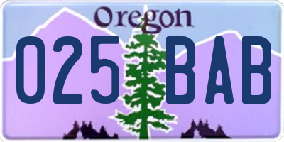 OR license plate 025BAB