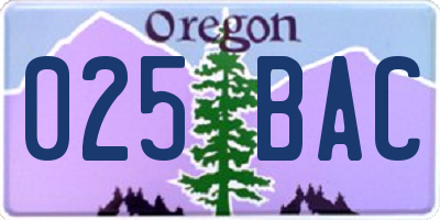 OR license plate 025BAC