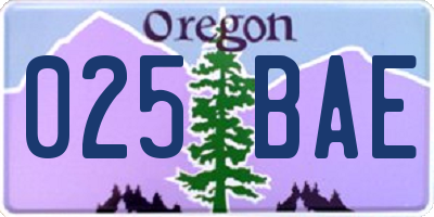 OR license plate 025BAE