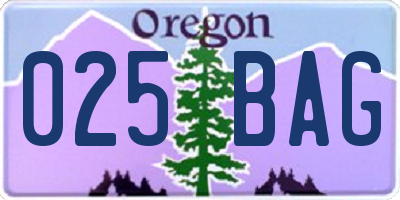 OR license plate 025BAG