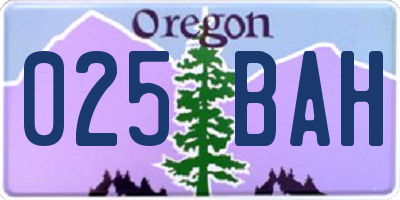 OR license plate 025BAH