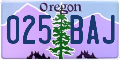 OR license plate 025BAJ