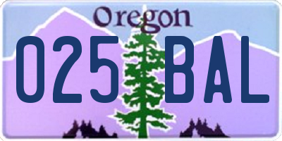 OR license plate 025BAL