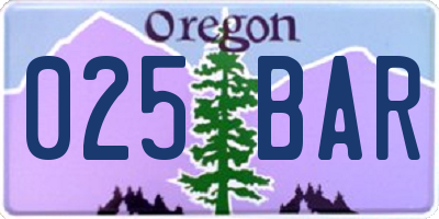 OR license plate 025BAR