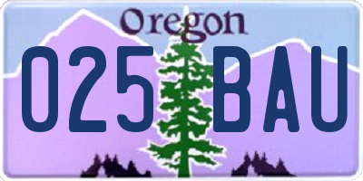 OR license plate 025BAU